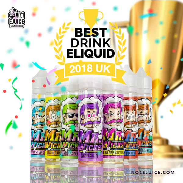 Congrats to Mr Wicks for BEST Drink E-Liquid 2018 Award 50ml £9.95 or 2 for £15