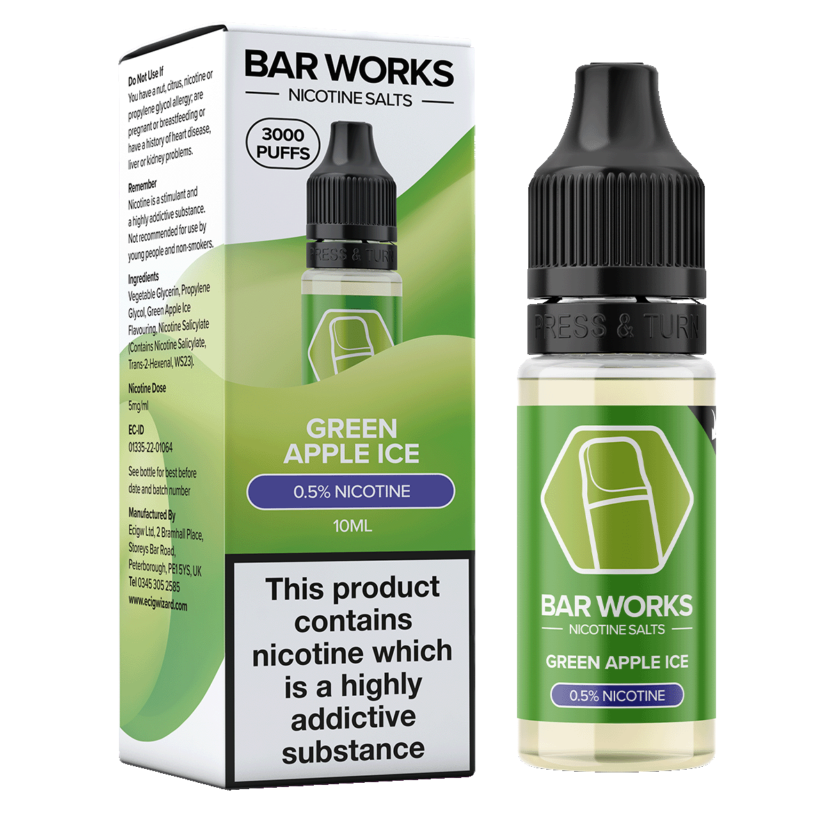 Bar Works | Green Apple Ice Nic Salt | E-Liquid | No1 Ejuice