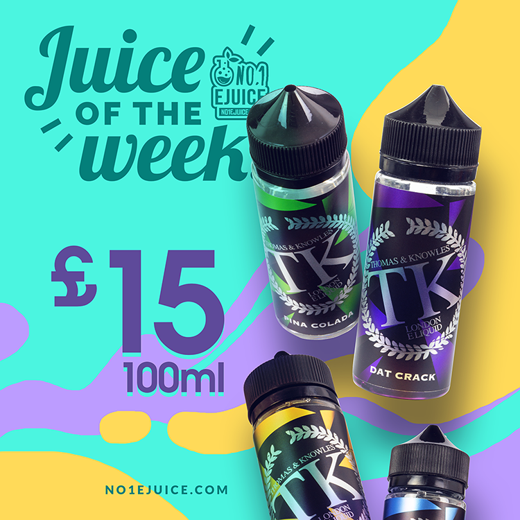 25% OFF Thomas & Knowles 100ml - £15 |New Ruthless 50ml|New Milkman flavours 50ml|Barista Brew Co|Wired Juice last clearance offer £12