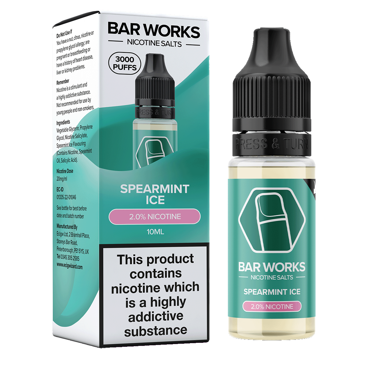 Bar Works | Spearmint Ice Nic Salt | E-Liquid | No1 Ejuice
